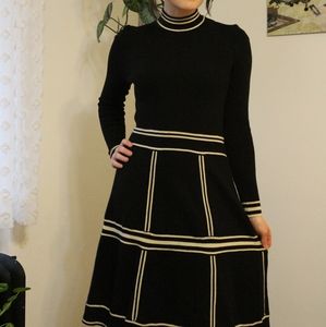 Vintage 80s Wool Geometric Mod Dress Made in Italy